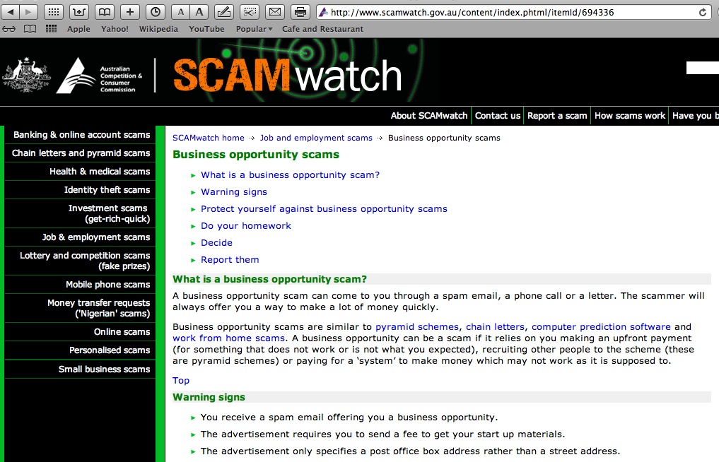 Learn About Business Opportunity Scams